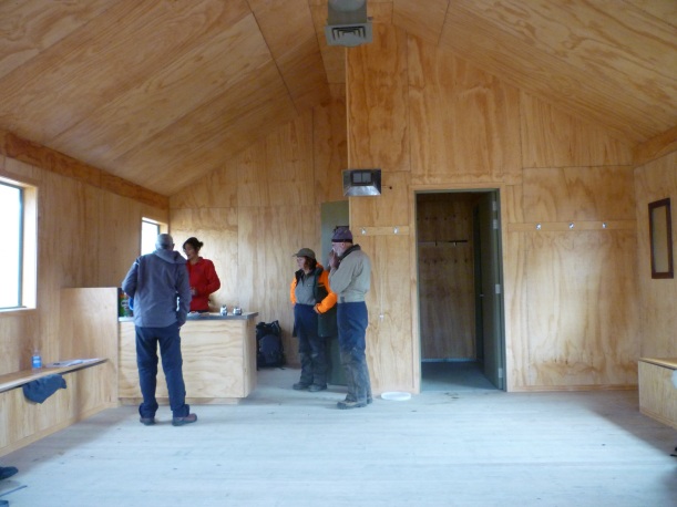 Day 3 Inside UH side of Pass Hut with DOC workers