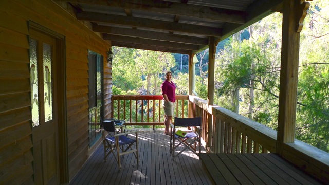 Dayna on veranda at Taylors Cottage