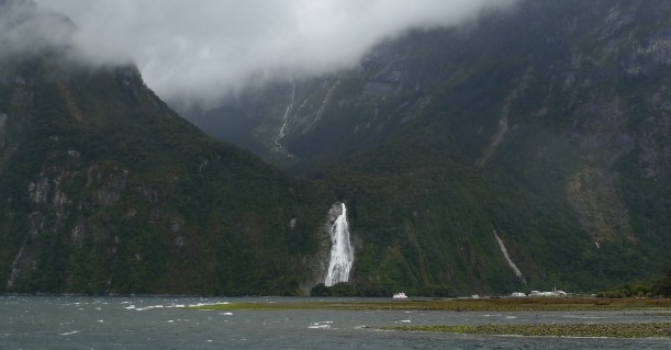 P1040177 Waterfall near Milford Sound