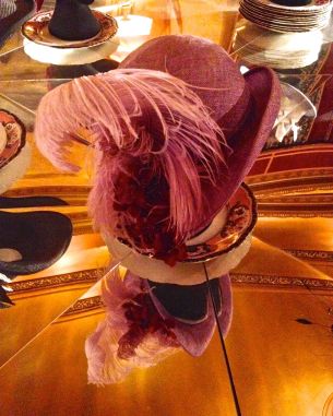 Pink hat with ostrich feather
