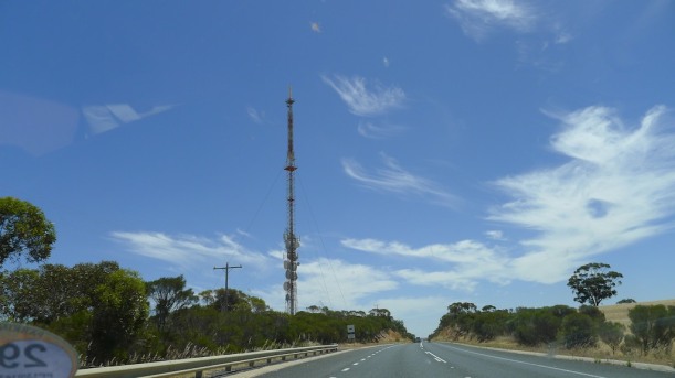 A communications tower. Yes, I was happily photographing anything from the passenger seat.