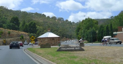 Tollhouse on highway entering Adelaide at the end of the freeway