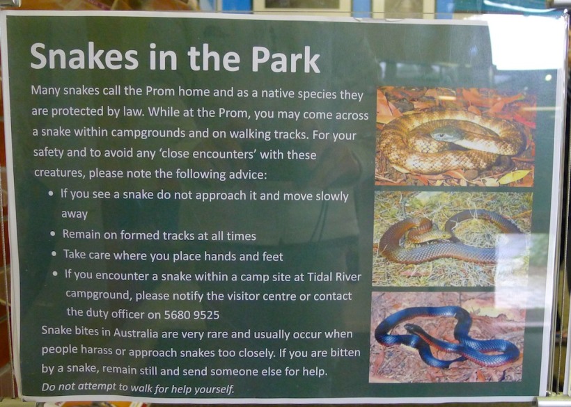 Parks Victoria notice - Snakes in the Park