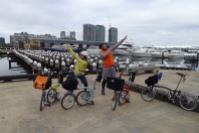 Elsie and Stanley with Bromptons at Docklands