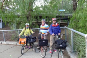 Regrouping means a chance for a photo at Flemington Bridge Station