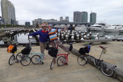Stephen and I with Bromptons and Docklands