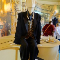 Dr Mac's Tuxedo - waistcoat of embroidered silk crepe, raw silk blouse, wool tuxedo with silk lapels
